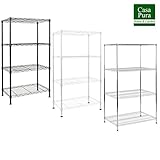 Casa Puraメタルストレージシェルフ|ワイヤ棚オーガナイザーキッチン、ガレージやバスルーム用| 4 Tier - 22"x14"x44" グレー 4058171371005