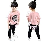 Candykids 子供服 女の子 ジャージ トップス パンツ 上下 セットアップ キッズ ガールズ スウェット パーカー 長袖 ダンス スポーツ (110cm, ピンク)