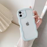 QLTYPRI iPhone 12ケース iPhone 12 Proケース クリア TPUカバー おしゃれ 韓国 可愛い 透明 薄型 軽量 耐衝撃 スマホケース ワイヤレス充電対応 ストラップホール付き アイフォン 12/12 Pro ケース 6.1インチ 対応 - ライトブルー