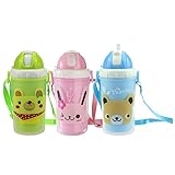 GRALARA3個セット　300ml　キッズ　ウォーターボトル　ストローカップ　水筒 　マグボトル　ストラップ　携帯便利