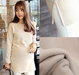 【tops109252】 (ライトベージュ)[裏起毛]両サイドスリット入　ロング丈　マタニティ　トップス マタニティウェア マタニティ　トップス 裏起毛トップス maternity ロング トップス(