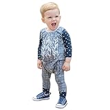 幼児用ベビージャンプスーツ服、Franterd Infantフェザープリントロンパースボディスーツ