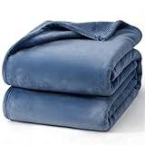 Hansleep 毛布 シングル ブランケット 100x140cm スモッグブルー マイクロファイバー 柔らかく肌触り フランネル 洗える 静電防止 四季適用 (100x140,スモッグブルー)
