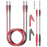 Cleqee 4mmバナナプラグ テストリードキット 絶縁ワニ口クリップ・4mmメスソケットワイヤーピアスプローブ付き マルチメーター・自動車電気診断に最適(赤黒6点)