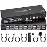 ATLAHET 4 PC シェア 4 USB 3.0デバイス HDMI KVM スイッチ 4 コンピューター 2 モニター 8K 60Hz 4K 120Hz 4ポート デュアルモニター