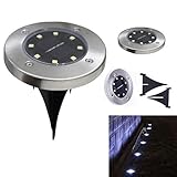 LEDガーデンライト 埋め込み式　防水ライト省エネ 自動点灯 太陽光8LEDソーラーライト 庭、芝生、公園に適うアウトドア用ライト ホワイト(タイプ3)