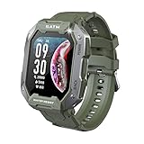 JUSUTEK 2023 人気 アウトドアスマートウォッチ，1.7インチスクリーン，Bluetooth5.0，耐衝撃性の金属製，50メートル防水スマートブレスレット，380mAバッテリ，smart watch,24種類の運動モード，リモコン写真，SMS/Twitter/WhatsApp/Line/Gmail通知,着信表示,iphone&Android対応，絶妙なパッケージング，贈り物，日本語対応，日本語説明書付き (緑色)