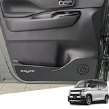Hearsheng 三菱 新型デリカミニ B34A B35A B37A B38A B3系(2023年5月～)専用レザー材質ドアキックガード インナードアプロテクション ドアトリムガード 運 内装パーツ カスタム 保護パーツ 汚れ防止 傷防止 取り付け簡単 車種専用設計(カーボン調）2点セット
