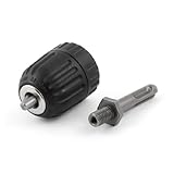 uxcell キーレスチャック　キーレスドリルチャック　シャンクアダプタ付き　ブラック　シルバートーン　丸いラウンドグルーヴシャンクアダプタ