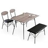 ダイニングセット 4点セット リアル木目調 デザインスチール脚 ベンチタイプ 4人掛け ヴィンテージ風 ダイニングテーブルセット ナチュラル