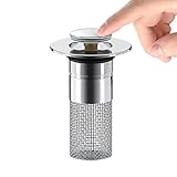 ドレインヘアキャッチャー,ヘアキャッチャーシンク排水管、浴室のシンクストッパーポップアップ、ユニバーサルバスルームシンクストッパー - 浴室、洗面台、トイレ、キッチンシンク、公衆トイレの詰まり防止用排水管