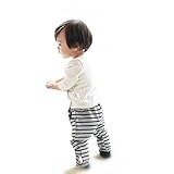 AIKEE 子供服 ベビー モンキー パンツ 赤ちゃん ストライプ ロングパンツ 男の子 女の子 コットン ズボン strippant GRY 80