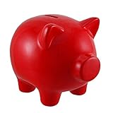 Fireレッド豚デザインCoin Bank 7.5インチ長6インチTall