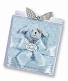 Bearington Baby Waggles Blue Chenille Stroller Blanket and Puppy Dog Rattle Set by Bearington Baby