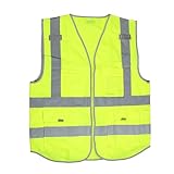 【ノーブランド 品】 作業服　　ジッパー反射テープジャケットチョッキ　　 Hi-VIS安全ベスト - XL, 黄