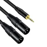 【XB-9272-1.5B】XLR キャノンオス×2⇔3.5mmステレオミニプラグ アンバランス ラインケーブル ノイズ耐性強化版 (1.5m)