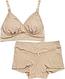 アビックス マミールナ アンダーがらくちんなブラトップ&クロスショーツ上下セット L ベージュ ベア天竺 759206