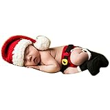 可愛いベビーサンタコスチューム 寝相アート マーメイド 衣装　クリスマス衣装 着ぐるみ手編み感 ベビー服 子供用 男の子 女の子 帽子付き (サンタ1~6月)