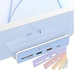 HyperDrive 6-in-1 iMac 24インチ 2023 M3 / 2021 M1 専用 ハブ USB-C 拡張 クランプハブ [ポート 4K HDMI出力 60Hz USB-C x2、USB-A x2、USB-A x1 7.5W パススルー MicroSD x 1 SDカードリーダー x1 ] USB 接続 HP-HD34A8 ホワイト【国内正規品】