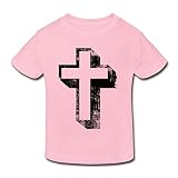星 ２～６歳子供 半袖 男女兼用 十字架 キリスト教 宗教 神様 オリジナル ティー Tシャツ Pink 5-6 Toddler