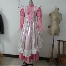 Amazon.co.jp: オリジナルメイド服ー 薄ピンク 光沢サテンに生地
