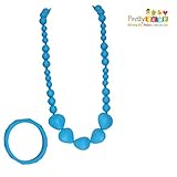 Blue Silicone Teething Necklace & Bracelet to Relive Teething Pain & Discomfort. Teether Toy for Bab