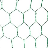 ビニール亀甲金網 グリーン #23 線径0.6mm 目開き10mm 幅910mm 長さ30m