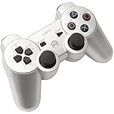【E-game】 Playstation3 コントローラー ワイヤレス DUALSHOC3 （USB充電 振動対応） クロス &amp; 日本語説明書 &amp; １年保証付き「シルバー」