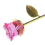 YUYIKES 22 cm Romantic Love Forever In Budレッドクリスタルローズ花、最高のギフトバレンタインデー、母の日、記念日、誕生日ギフト、ホームウェディング装飾 ピンク