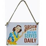 Sarcasm Served DailyユーモラスMiniメタルサインビンテージby不明
