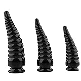 Hitasi アナルプラグ ディルド 初心者 細い 吸盤付き 女性用 柔らかい dildo ディルド あなる 男性 透明 タコの形 アナルビーズ TPE製 ねじ山 アナルディルド アナル拡張 アナル開発 smグッズ smプレイ アダルトグッズ-ブラック||3点セット