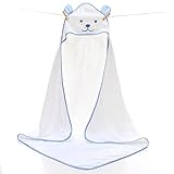 【Pedonir】赤ちゃん ベビー バスローブ ポンチョ マント 子供 おくるみ フード付き お風呂 プール (ホワイト B)
