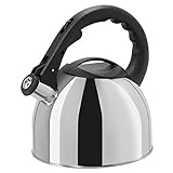 Oggi Whistling Tea Kettle with Nylon Stay Cool Handle & Trigger Opening Spout 2.5 L/85 oz Stainless 