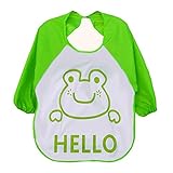 Zhaozheエプロン　ベビー　長袖　動物柄 ポケット付き　防水　食事用