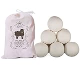 Morex Wool Dryer Balls Anti-Static All Natural Reusable Non-Toxic - Natural Fabric Softener Set of 6