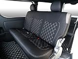 【ハイエース レジアスエース 200系 S-GL スーパーGL専用 1型～7型 対応】セカンドシート用 シートカバー （ホワイトステッチ）