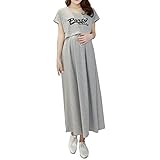 マタニティ ワンピース アルファベット ロング丈 授乳口付き 授乳服 マキシワンピ 妊娠服 レジャー