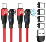 JJ JULIE JAPAN マグネット充電ケーブル PD対応 9PIN 60W 2m USBケーブル 2本セット Type-C端子 4個入り 急速充電対応 USB-C QC データ通信対応 スイングヘッド (2m,レッド)