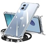 Motorola G53J / G53Y / G53 5G ケース クリア ショルダー Moto g53j g53y g53 スマホケース モトローラG53J G53Y G53 カバー 肩掛け 斜めかけ 縄掛けケース TPU 耐衝撃 薄型 軽量 紐付き 斜めがけ 織りストラップ付き ネックストラップ ショルダー ケース 長さ調整可能 取り外し可能 落下防止 紛失防止 (透明)