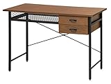 ANT-2840BR デスク 幅100×奥行45×高さ72cm ( ワークデスク おしゃれ スチール スチール脚 ウォールナット ブラック 机 SOHO 作業スペース ディスプレイ 収納 引出位置変更可能 引出2杯 フェンス棚 一人暮らし