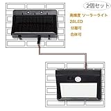 TIESソーラーライト高輝度 28LED対応 パネル分離可能 壁掛け式 2.5mケーブル付き 人感センサー 三つの点灯モード 太陽発電 電気代ゼロ 省エネ IP65防塵防雨 自動点灯 室内・屋外照明 