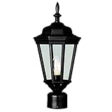 Transglobe Lighting 4096 BK Post Head with Clear Glass Shade, Black Finished by Trans Globe Lighting