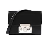 Subella London Black Leather Sliver LOCK mini crossover signature lock detachable shoulder strap SAY