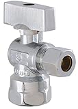 LDR 537 5101QT Low Lead Quarter Turn Shut Off Angle Valve 3/8-Inch Compression x 1/2-Inch FIP, Chrom