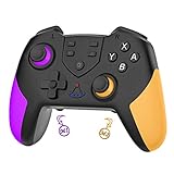Switch コントローラー 【2024年新モデル】Onefun スイッチ コントローラー 背面ボタン付き マクロ機能 4階段HD振動 TURBO連射機能付き 6軸ジャイロセンサー搭載 高耐久ボタン 無線 Bluetooth接続 550mAh大容量 8-12時間連続使用 Switch/有機EL/LITEに対応 日本語取扱説明書 パープル&イエロー