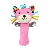 ベビー 赤ちゃん 用 スティック ガラガラ ふわふわ 布 おもちゃ ラトル 音鳴り (ネコ) [並行輸入品]