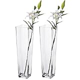 【2個セット販売】エイチツーオー　H1446　大きなガラス花瓶　ガラス花瓶ＬＬ　サイズ： 16.5 x 16.5 x 60 cm