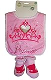 Disney Princess Infant Pink Bib and Bootie Set [5011] [並行輸入品]