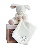 DOUDOU ET COMPAGNIE - White Small Soft Dog with Blankie - DC2916 by Doudou et Compagnie