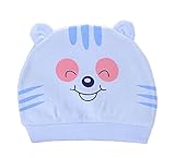 お出産祝い　ベビー小物　ギフト　帽子　キャップ　ハット　ベビー帽子　ビーニー帽　新生児　0-3ヶ月　純綿の生地　柔らかい　快適　可愛い　（タイガー・ブルー）